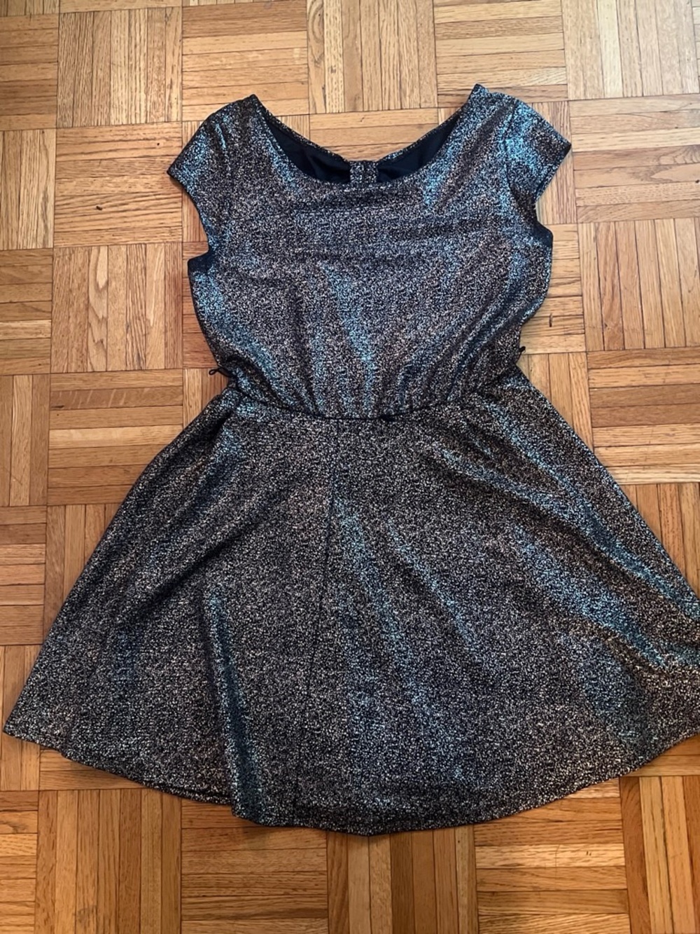 A. Byer Black Dress with Gold Metallic Flecking